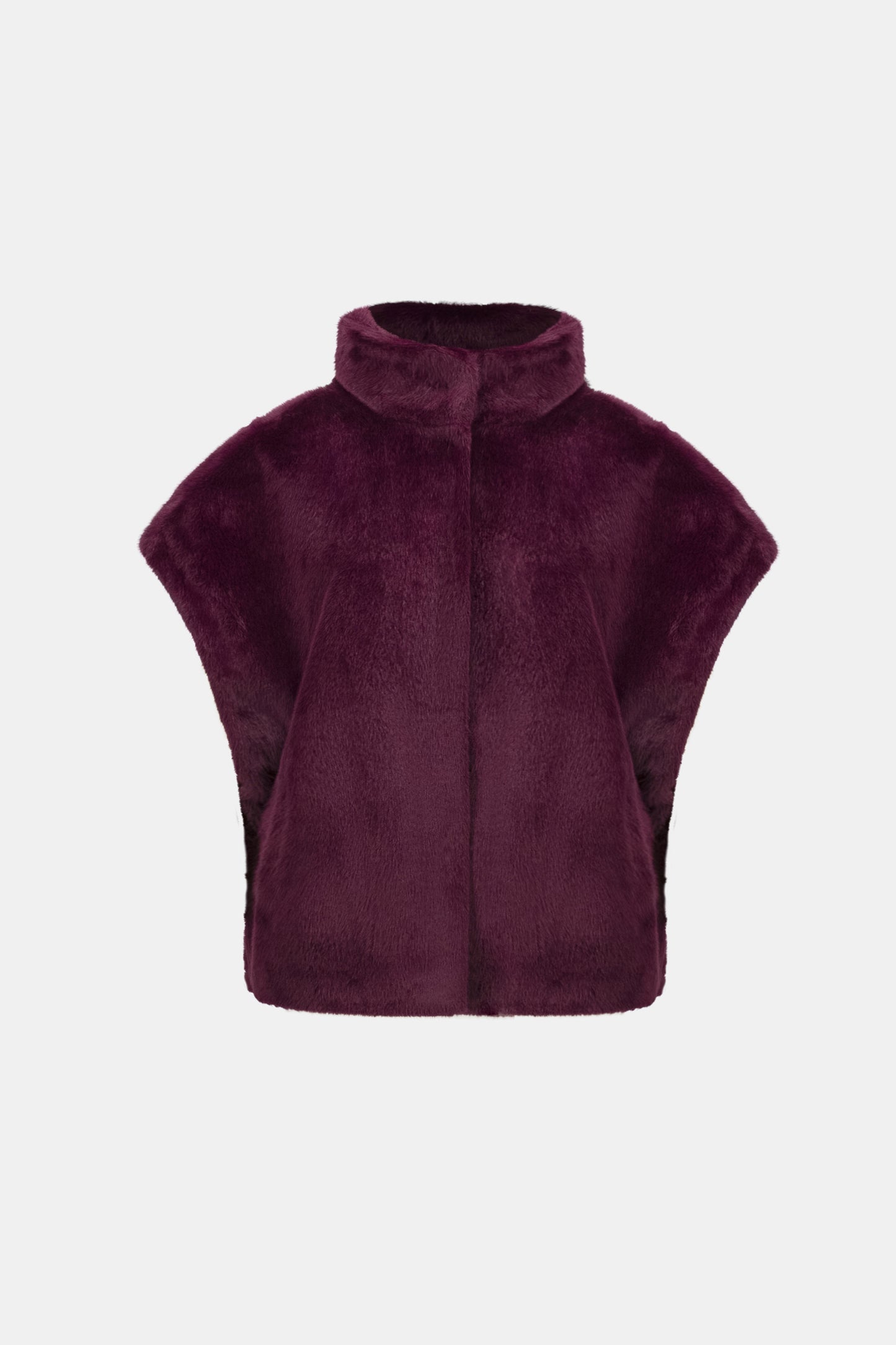 Joseph Ribkoff Faux Fur Funnel-Neck Vest-Elderberry