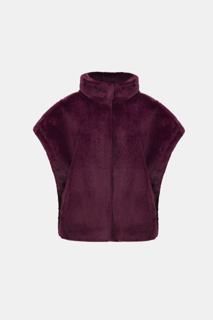 Joseph Ribkoff Faux Fur Funnel-Neck Vest-Elderberry