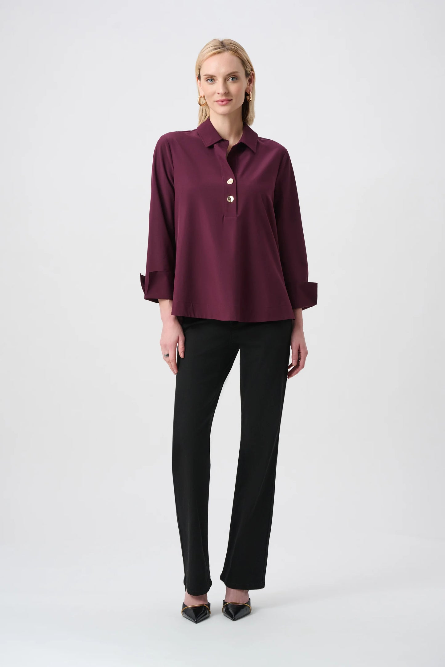 Joseph Ribkoff Poplin Blouse-Elderberry