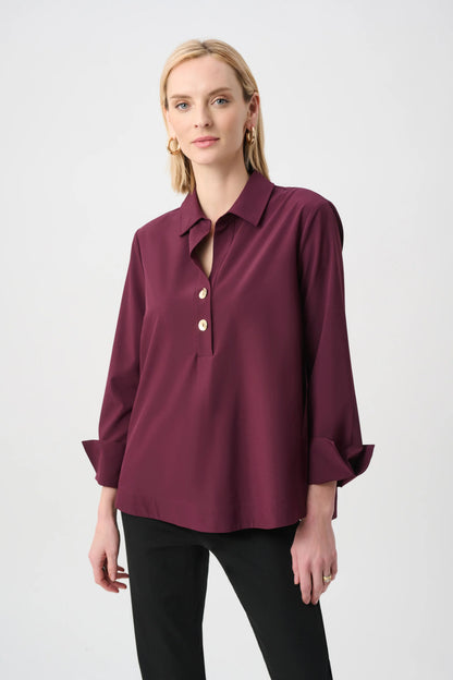 Joseph Ribkoff Poplin Blouse-Elderberry