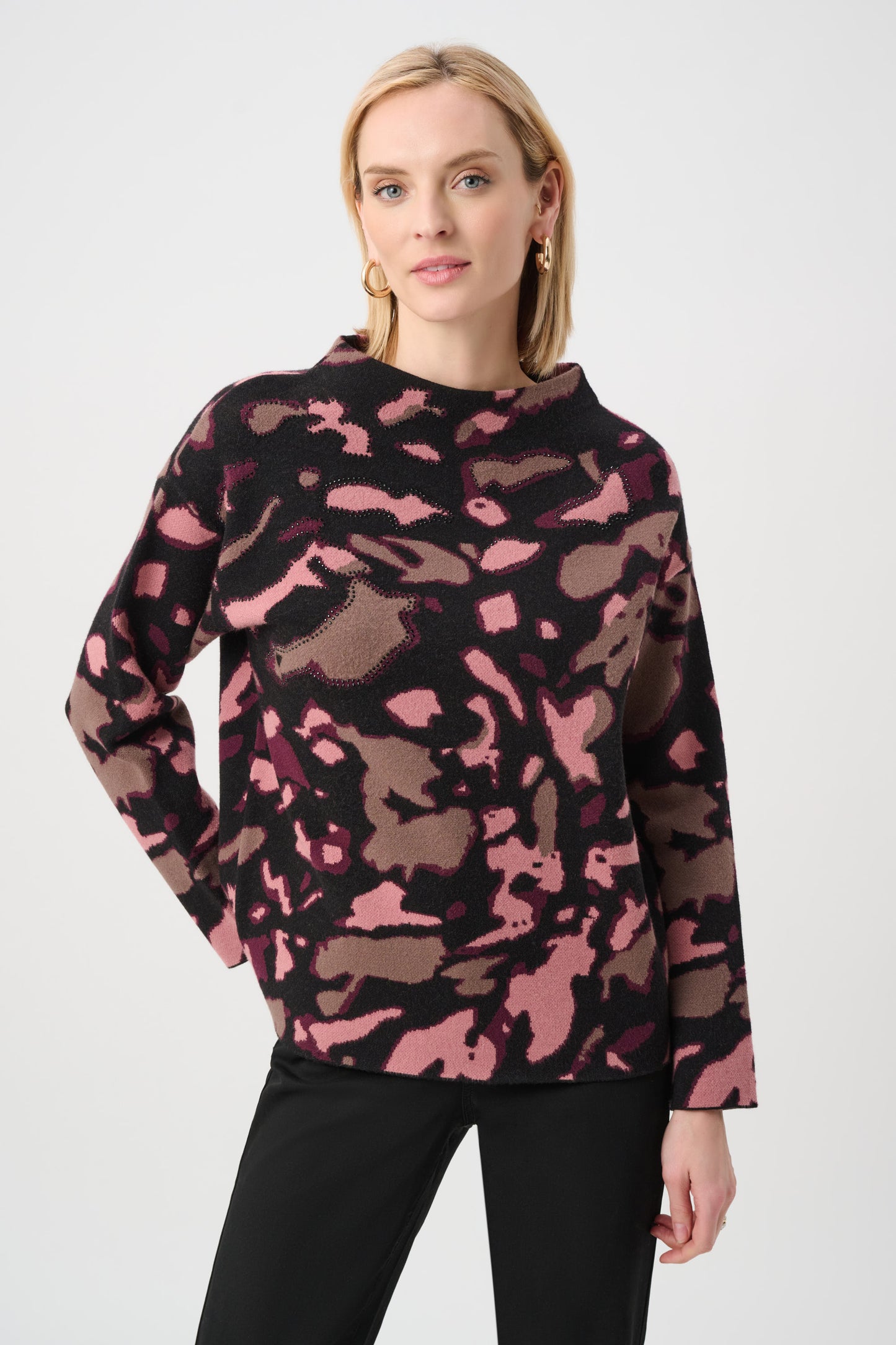 Joseph Ribkoff  Rhinestone Jacquard Sweater Black/Multi