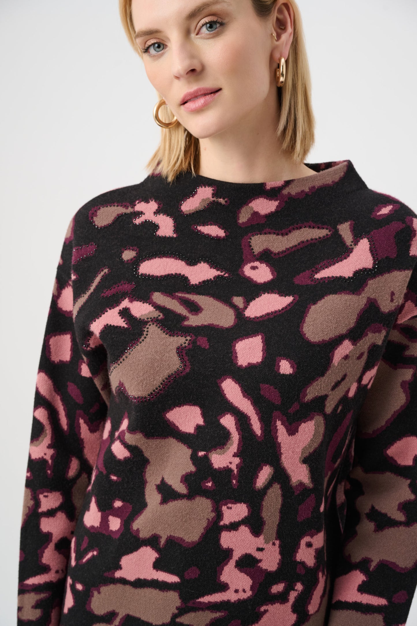 Joseph Ribkoff  Rhinestone Jacquard Sweater Black/Multi