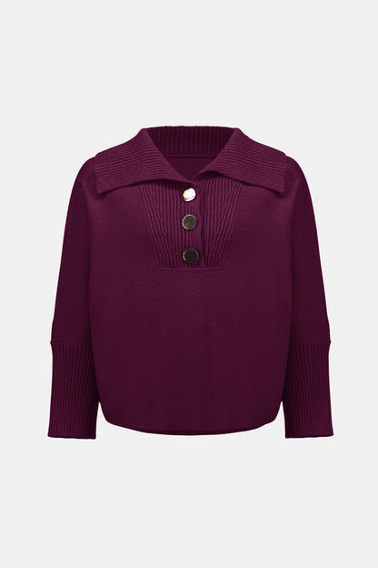 Joseph Ribkoff Shawl-Neck Sweater-Elderberry