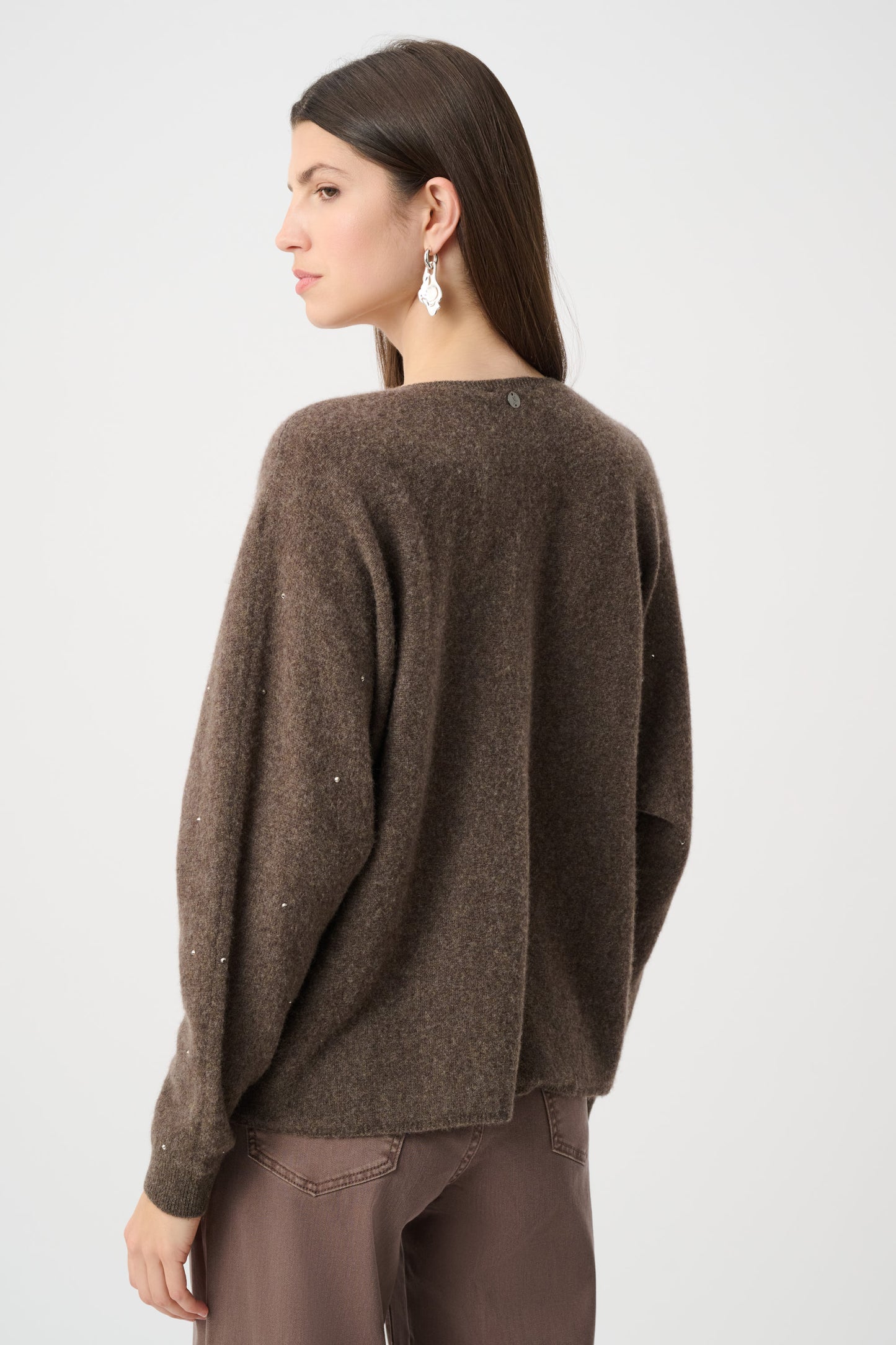 Joseph Ribkoff  Rhinestone Detail Cashmere Sweater Oatmeal Melange