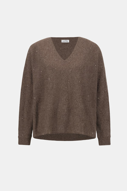 Joseph Ribkoff  Rhinestone Detail Cashmere Sweater Oatmeal Melange