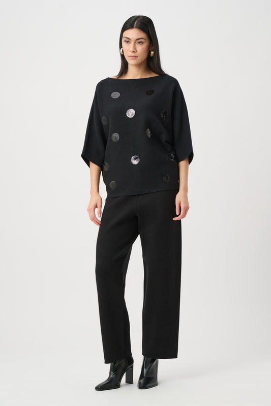 Joseph Ribkoff Boxy Embroidered Sweater Black