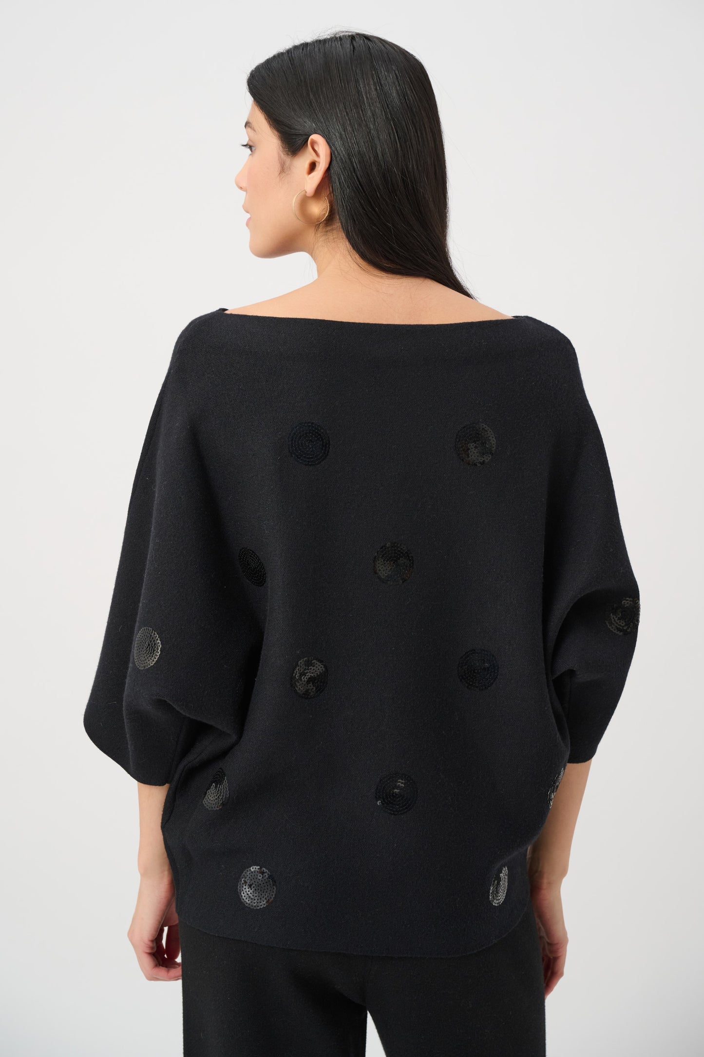 Joseph Ribkoff Boxy Embroidered Sweater Black