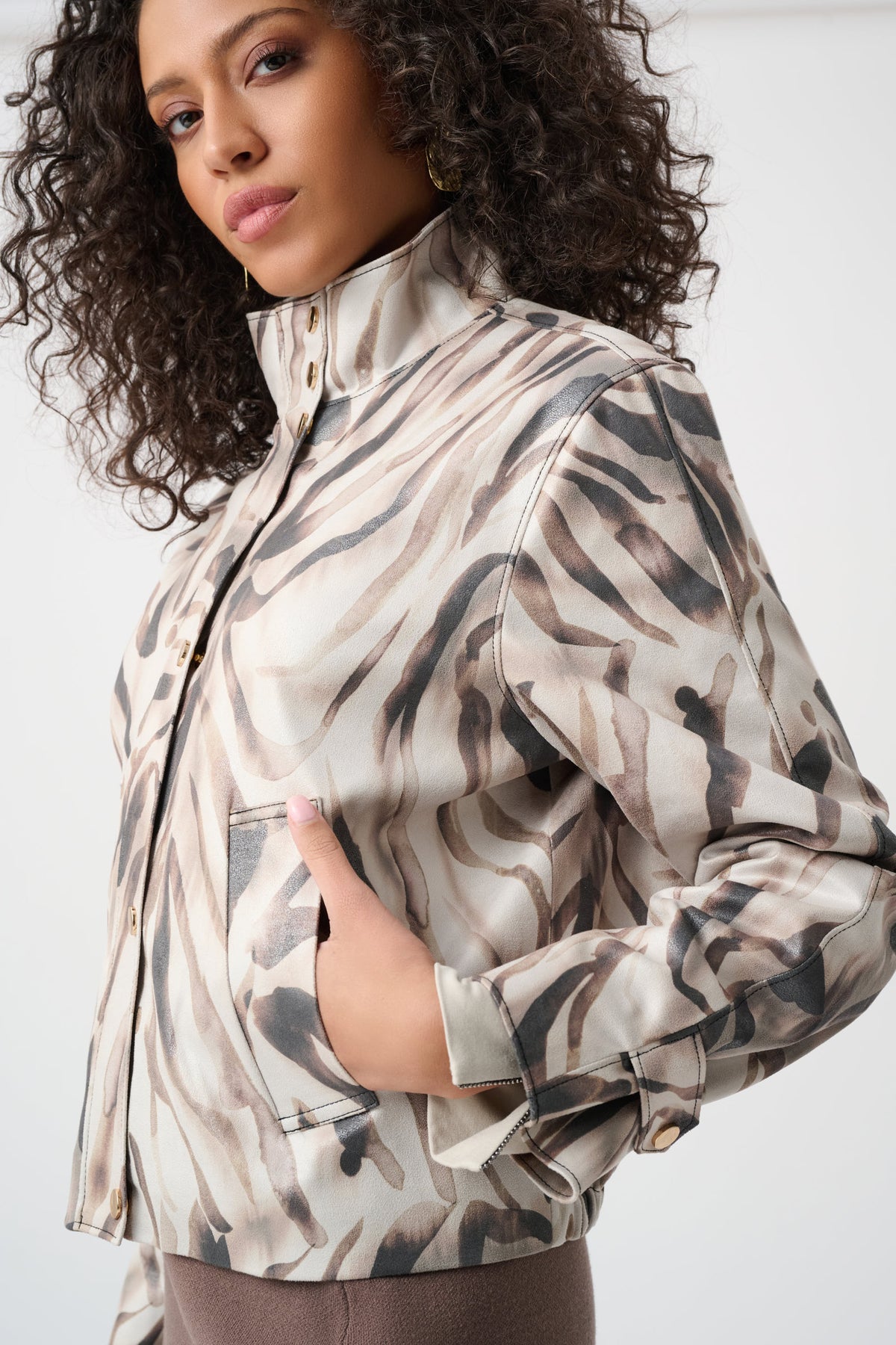 Joseph Ribkoff Faux Suede Jacket Animal Print
