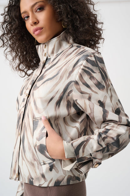 Joseph Ribkoff Faux Suede Jacket Animal Print