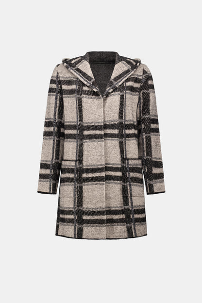 Joseph Ribkoff  Plaid Hooded Jacket Champagne/Black