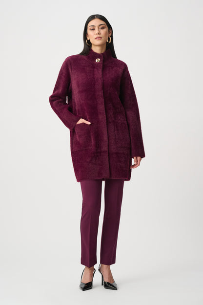 Joseph Ribkoff Feather Yarn Coat Elderberry