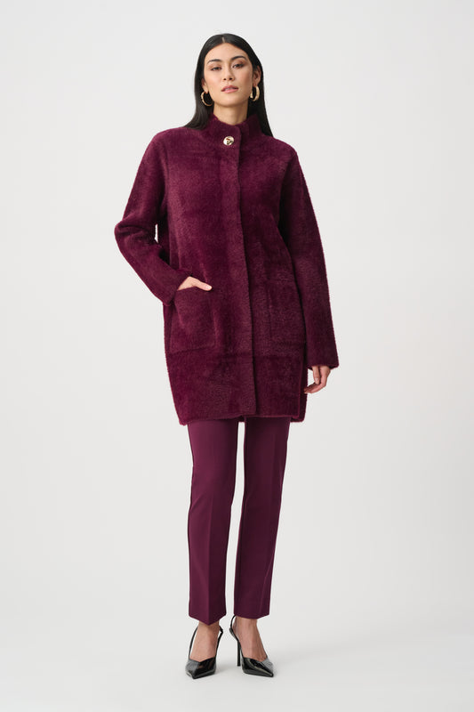 Joseph Ribkoff Feather Yarn Coat Elderberry