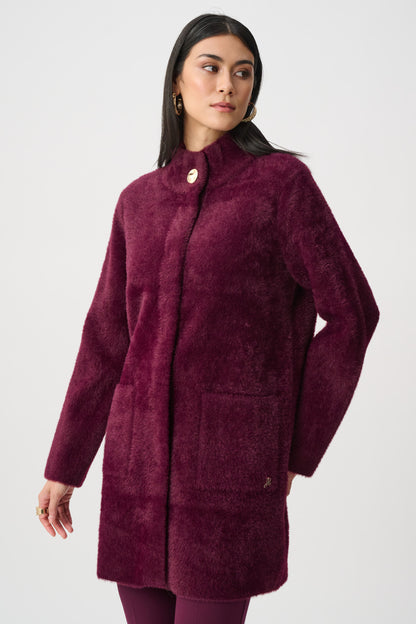 Joseph Ribkoff Feather Yarn Coat Elderberry