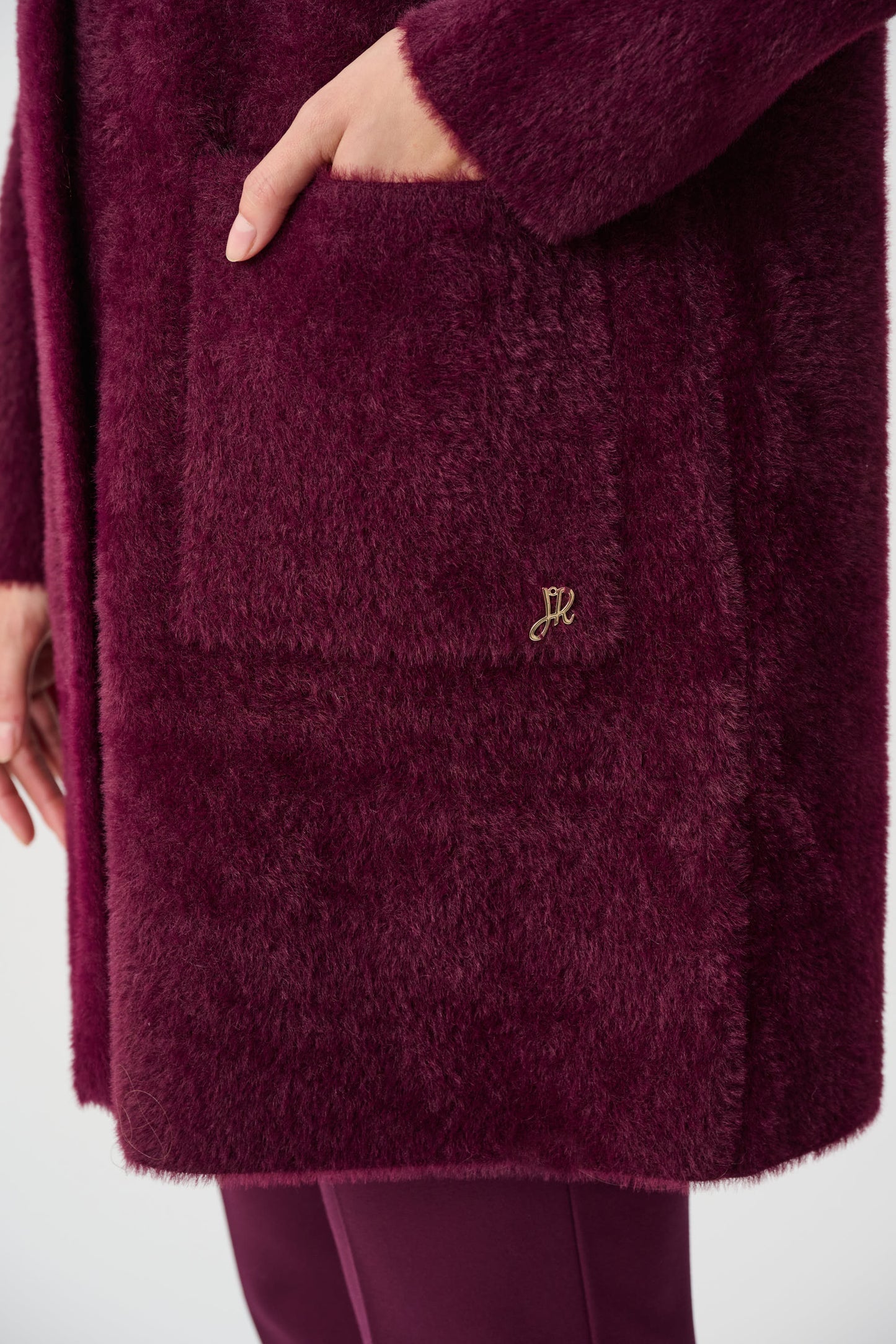 Joseph Ribkoff Feather Yarn Coat Elderberry