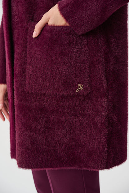 Joseph Ribkoff Feather Yarn Coat Elderberry