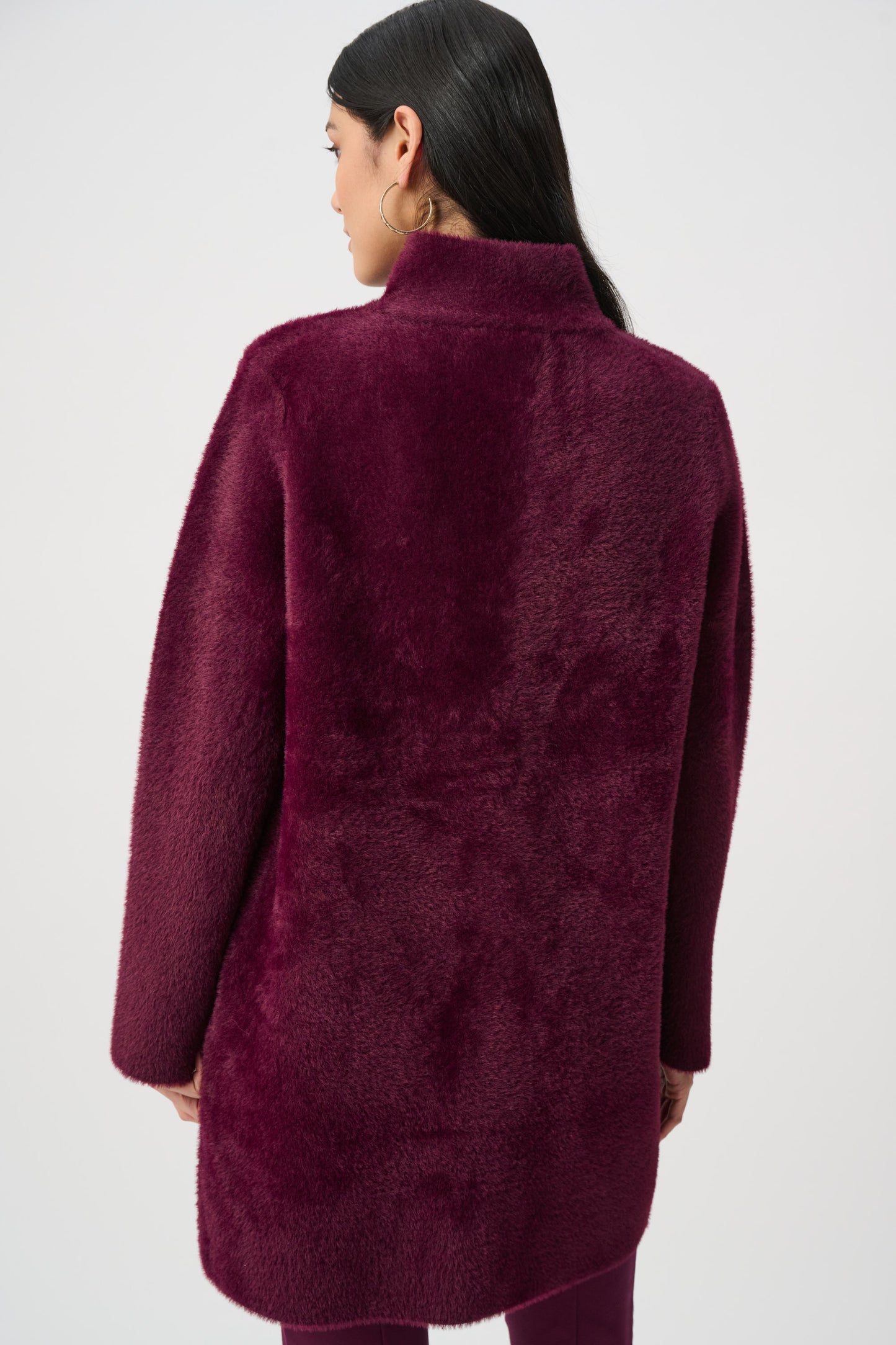 Joseph Ribkoff Feather Yarn Coat Elderberry