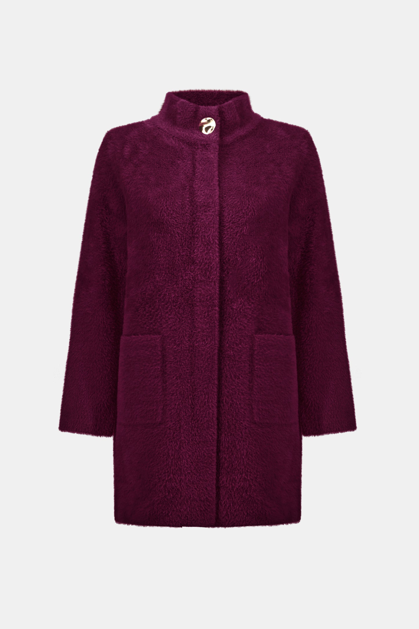 Joseph Ribkoff Feather Yarn Coat Elderberry