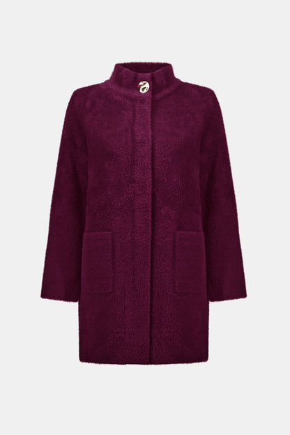 Joseph Ribkoff Feather Yarn Coat Elderberry