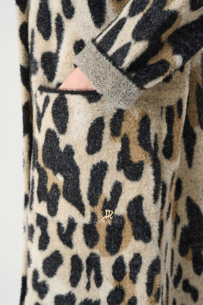 Joseph Ribkoff Feather Yarn Leopard Print Coat