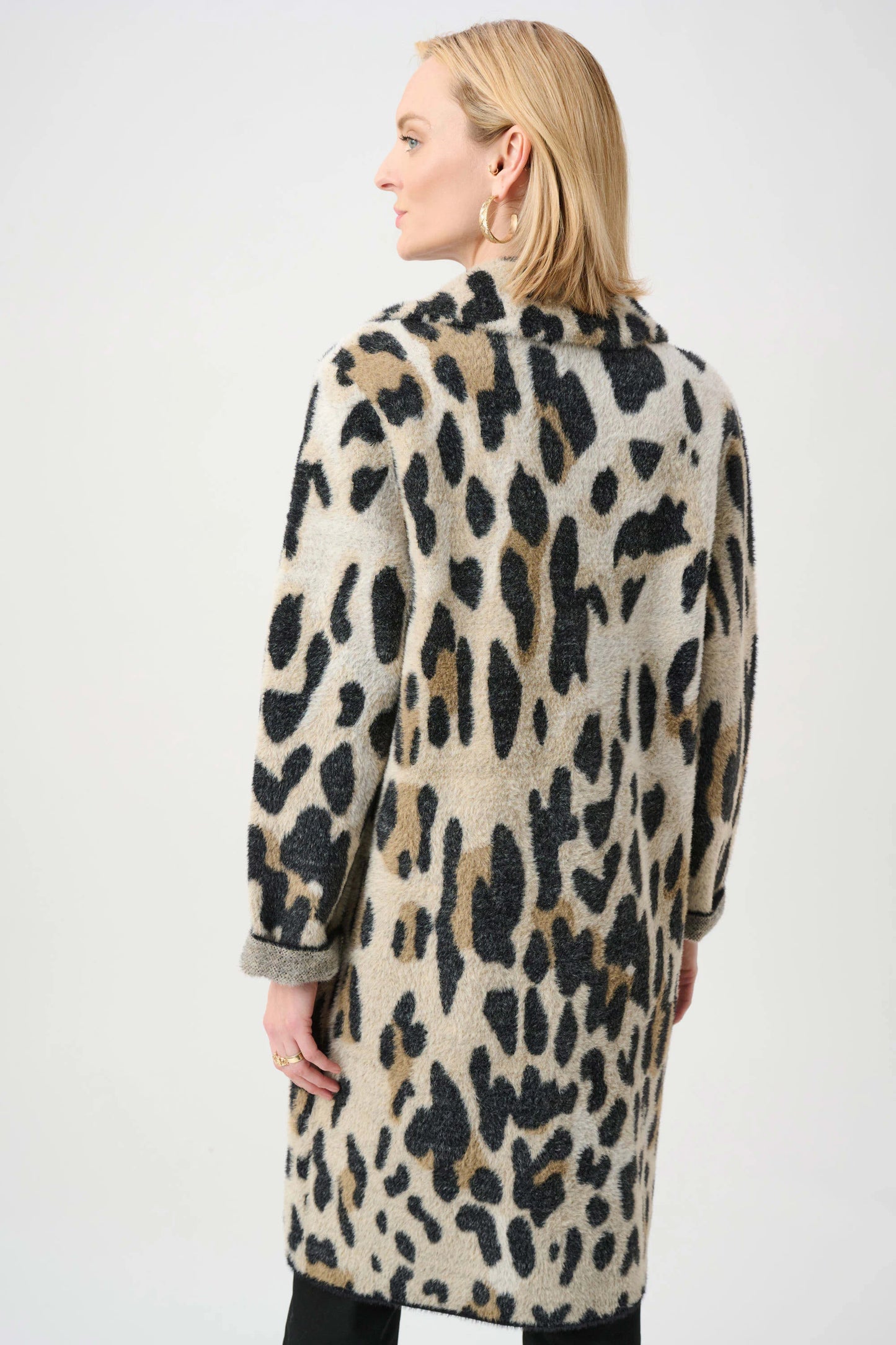Joseph Ribkoff Feather Yarn Leopard Print Coat