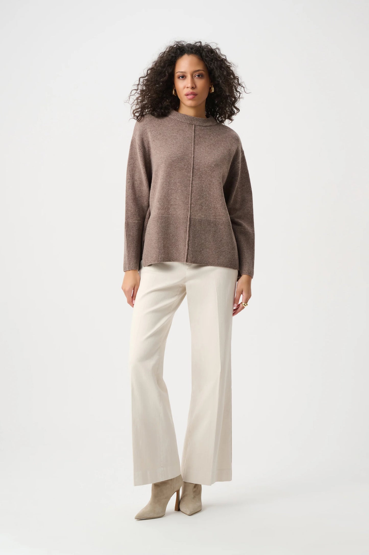 Joseph Ribkoff Boxy Crewneck Sweater-Mink Melange