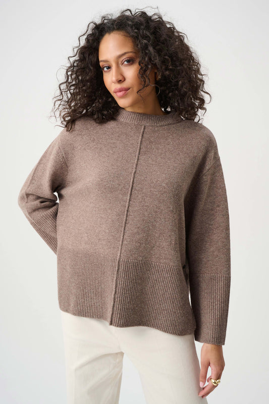 Joseph Ribkoff Boxy Crewneck Sweater-Mink Melange