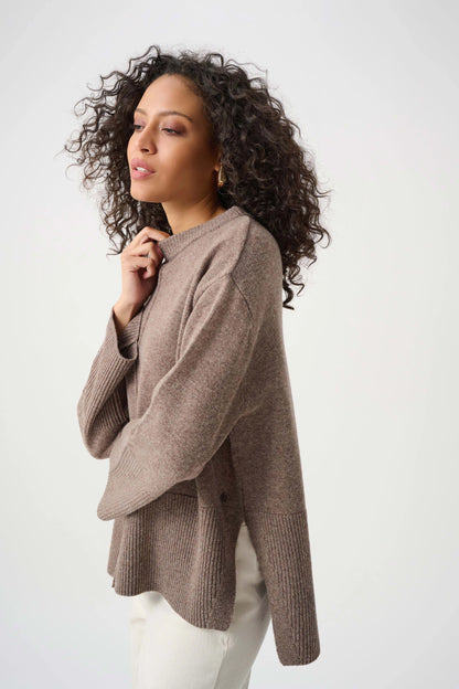 Joseph Ribkoff Boxy Crewneck Sweater-Mink Melange