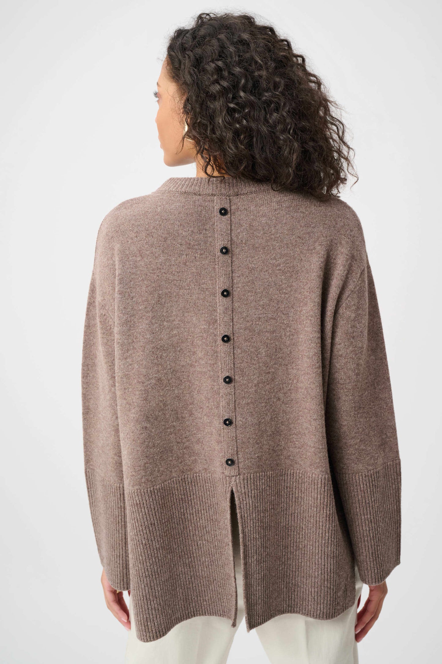 Joseph Ribkoff Boxy Crewneck Sweater-Mink Melange