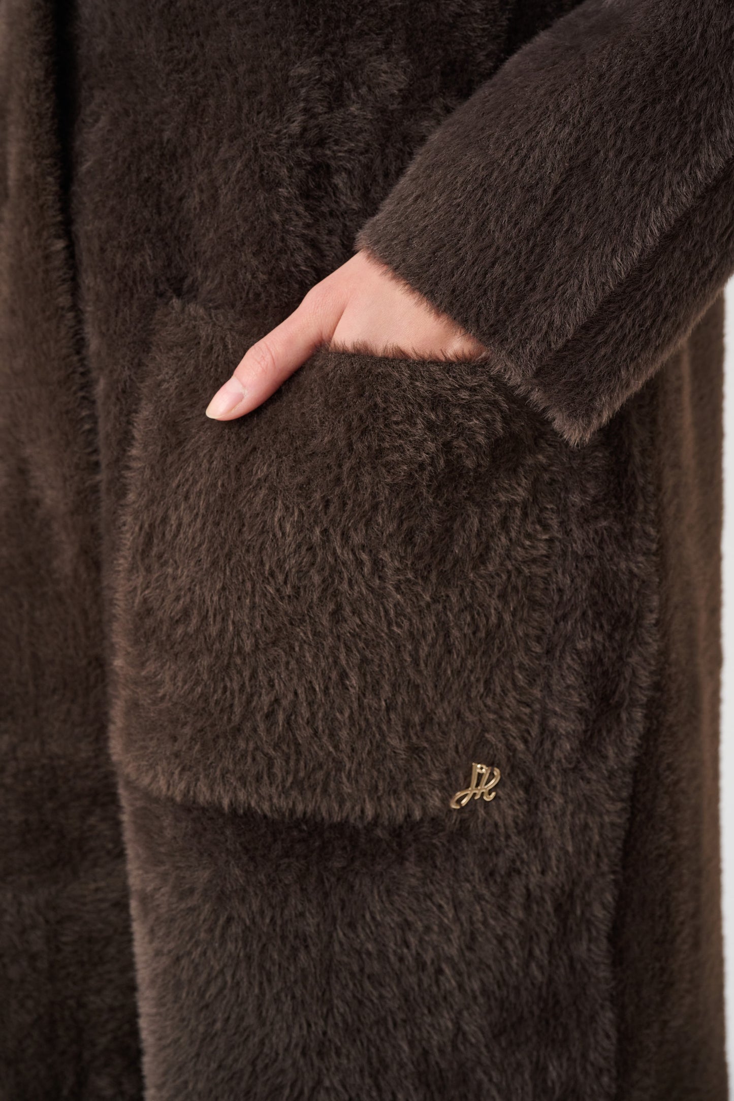 Joseph Ribkoff Feather Yarn Coat Mocha