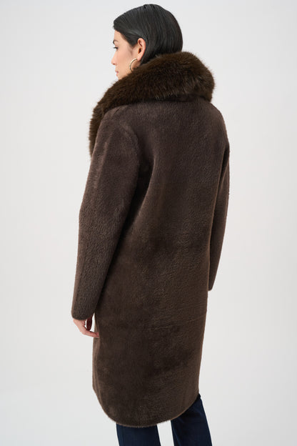 Joseph Ribkoff Feather Yarn Coat Mocha