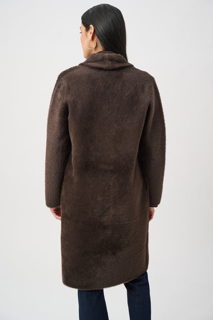 Joseph Ribkoff Feather Yarn Coat Mocha