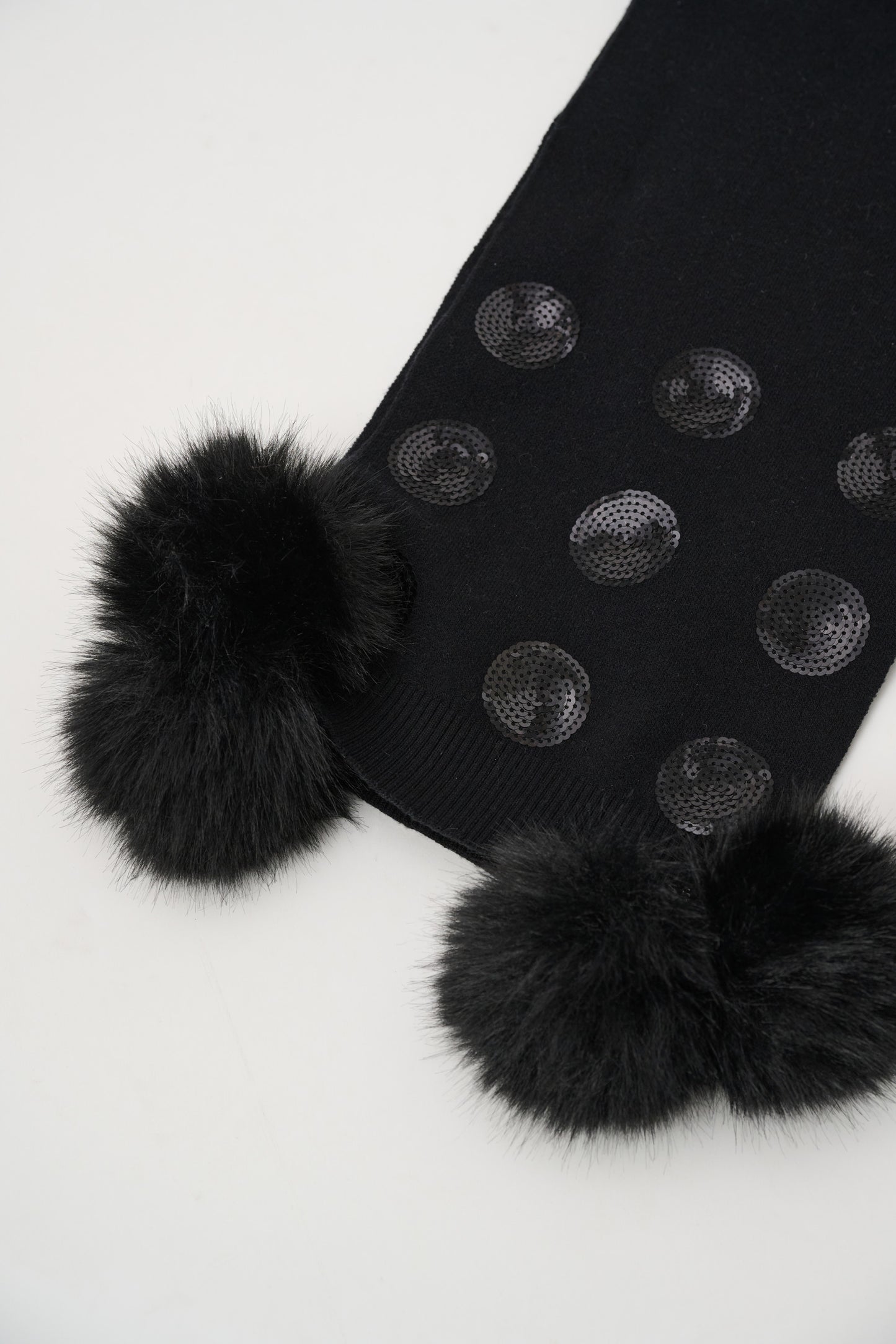 Joseph Ribkoff Pompoms & Sequins Scarf Black