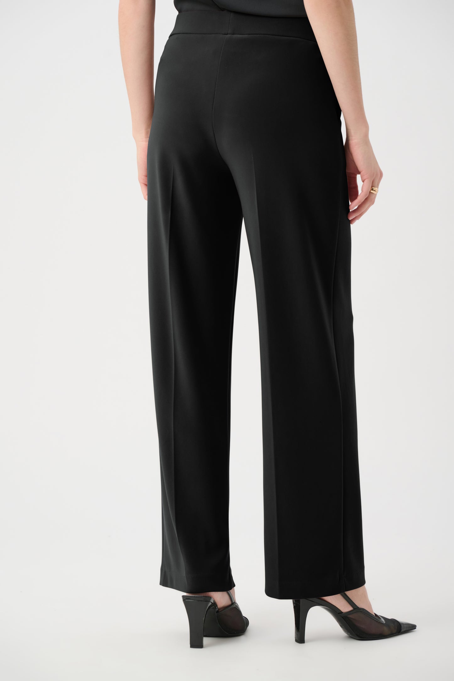 Joseph Ribkoff Mock Zip Pull-On Wide-Leg Trousers Black