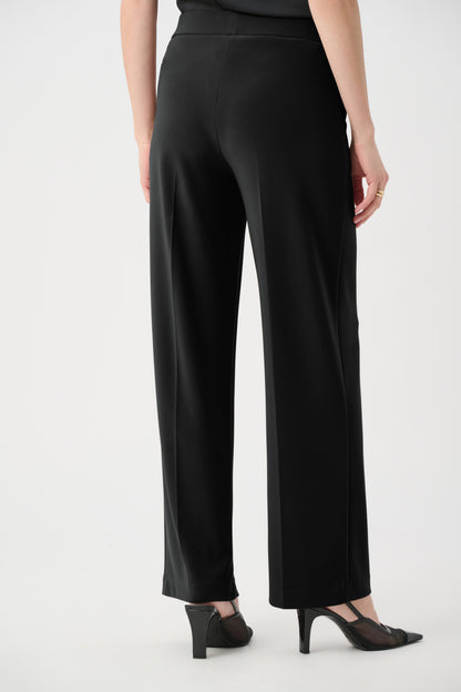 Joseph Ribkoff Mock Zip Pull-On Wide-Leg Trousers Black