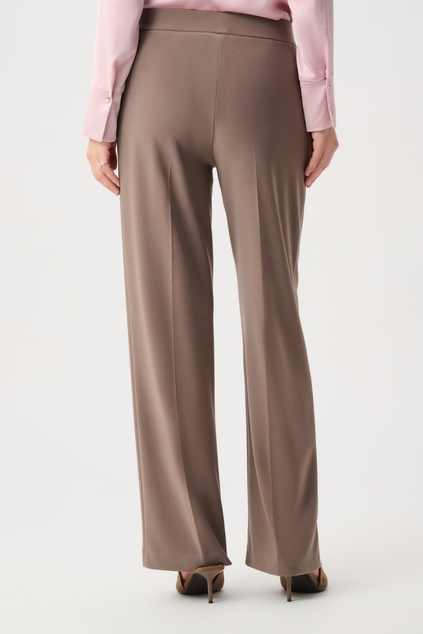 Joseph Ribkoff Mock Zip Pull-On Wide-Leg Trousers Mink