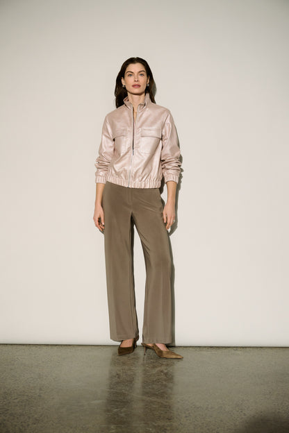 Joseph Ribkoff Mock Zip Pull-On Wide-Leg Trousers Mink