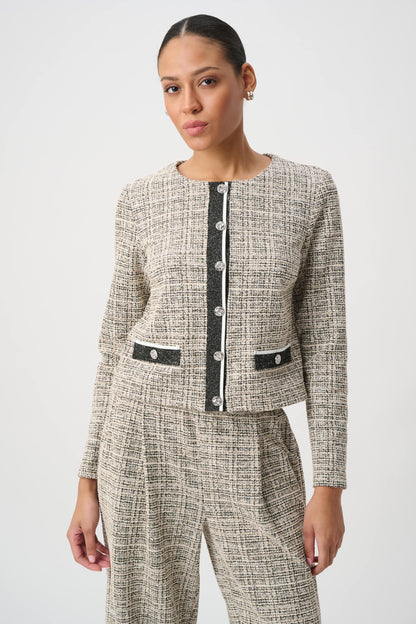Joseph Ribkoff Plaid Boucle Jacket Beige/Multi