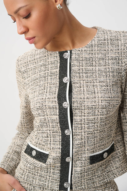 Joseph Ribkoff Plaid Boucle Jacket Beige/Multi