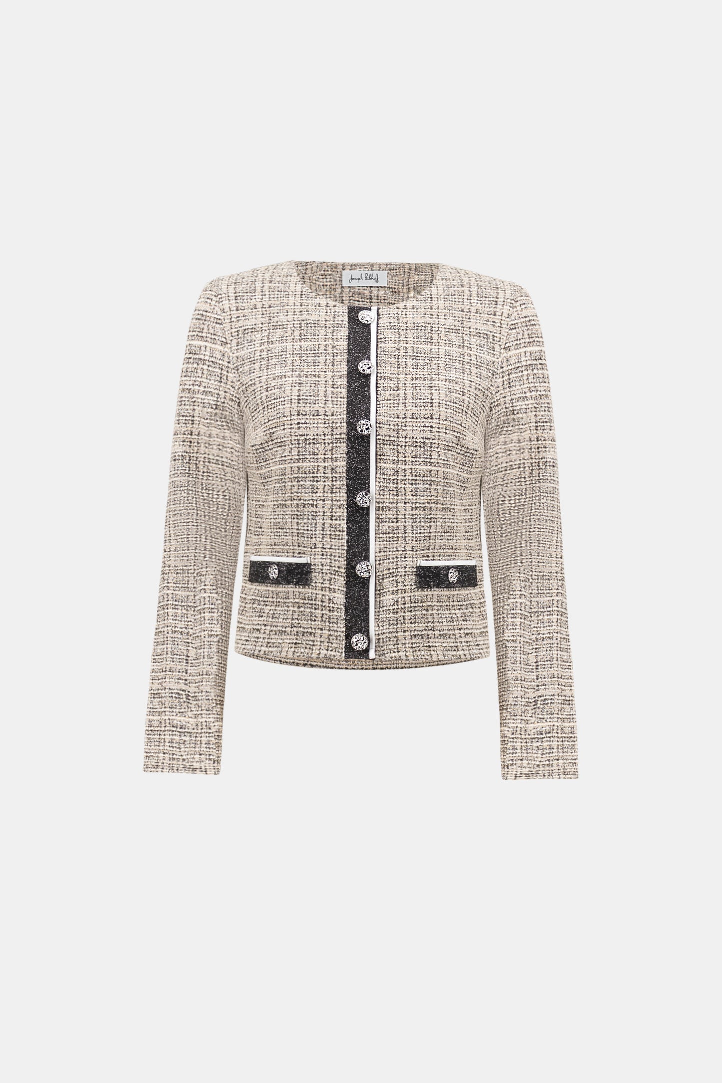 Joseph Ribkoff Plaid Boucle Jacket Beige/Multi