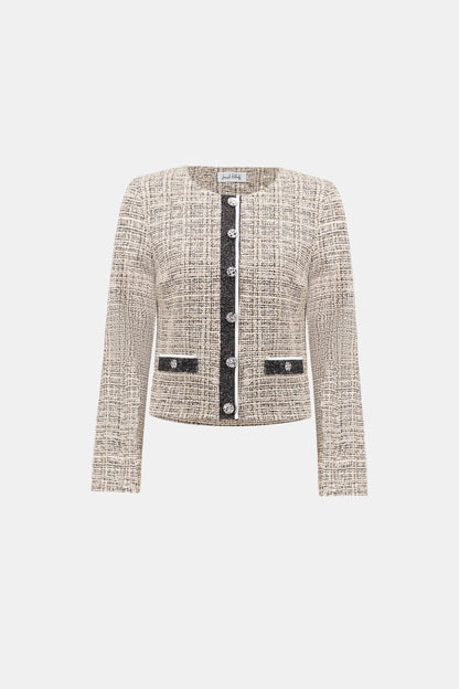 Joseph Ribkoff Plaid Boucle Jacket Beige/Multi