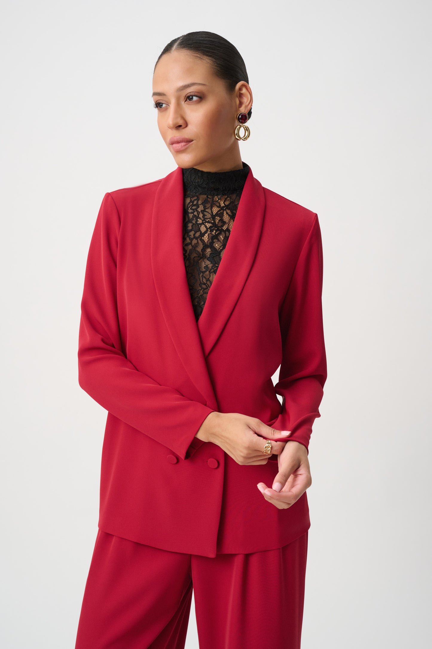 Joseph Ribkoff Shawl Collar Blazer Deep Cherry