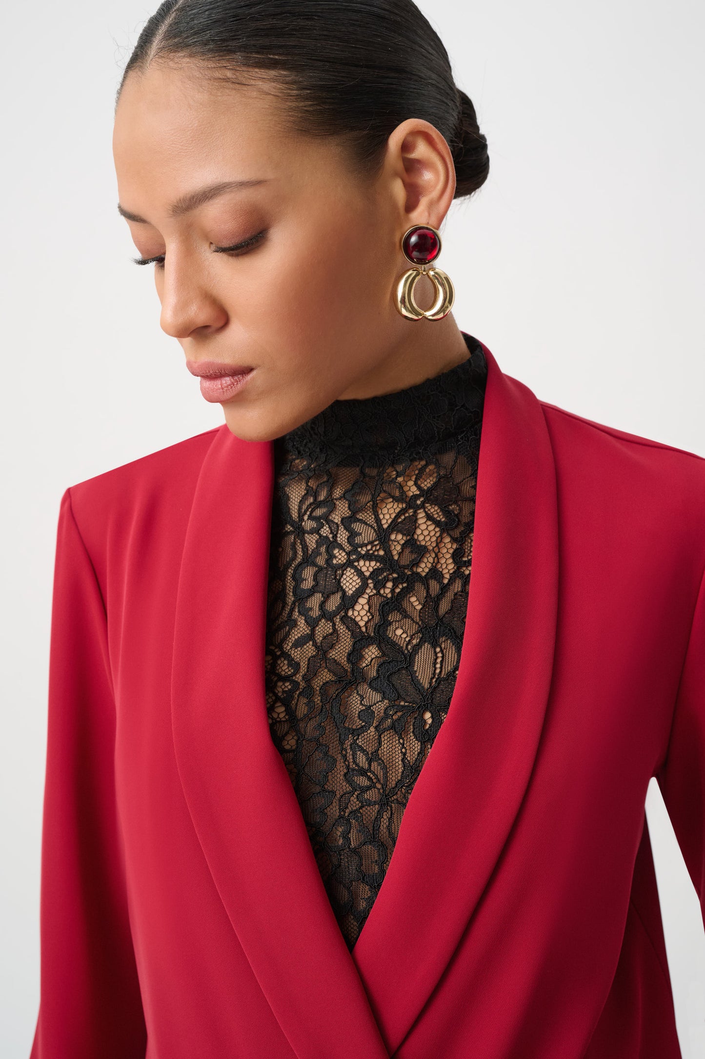 Joseph Ribkoff Shawl Collar Blazer Deep Cherry