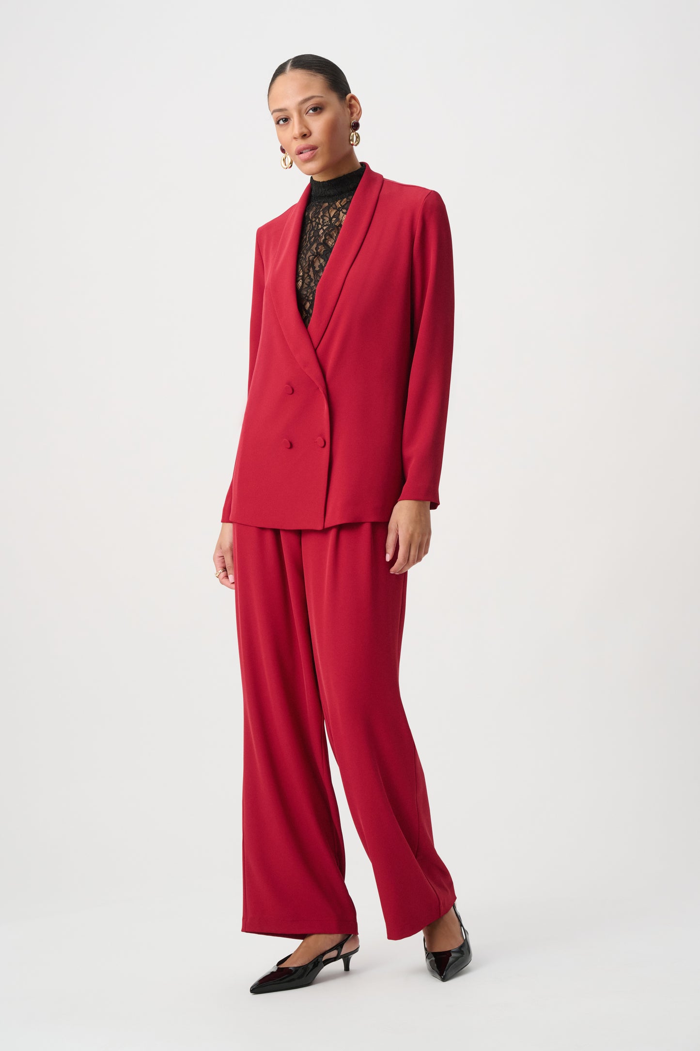 Joseph Ribkoff Shawl Collar Blazer Deep Cherry