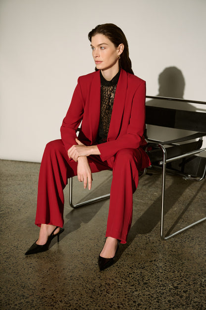 Joseph Ribkoff Shawl Collar Blazer Deep Cherry
