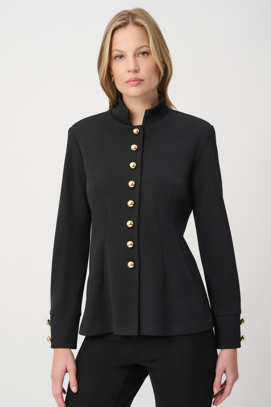 Joseph Ribkoff Military Collar Fitted Jacket Black