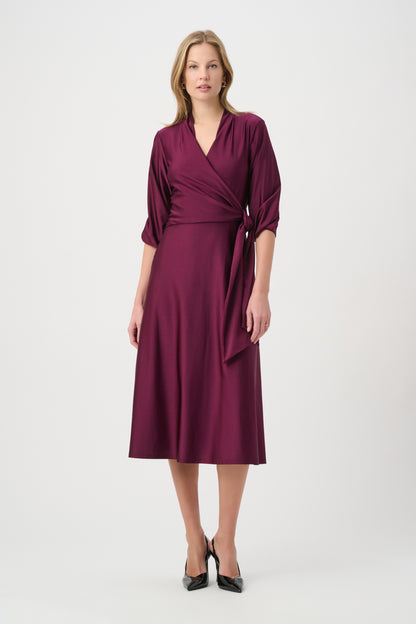 Joseph Ribkoff Knit Satin Flowy Wrap Dress Elderberry