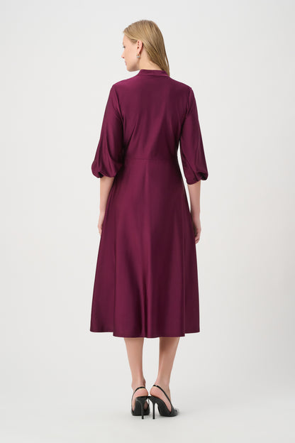 Joseph Ribkoff Knit Satin Flowy Wrap Dress Elderberry