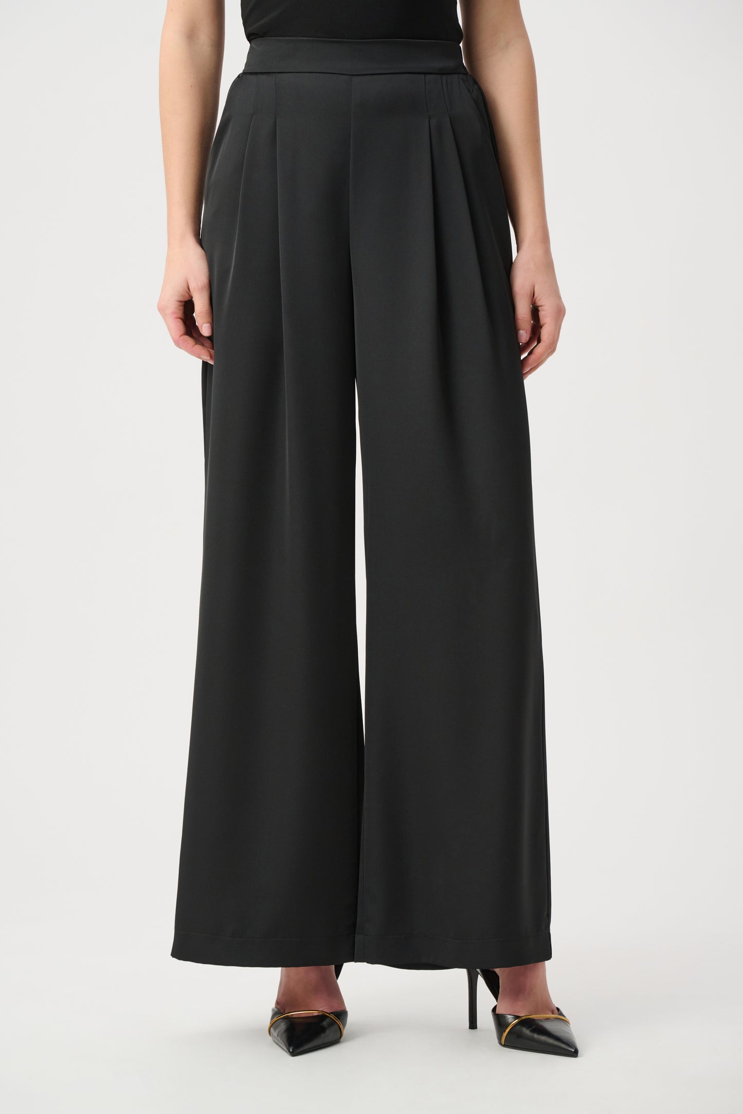 Joseph Ribkoff Satin Wide-Leg Pants Black
