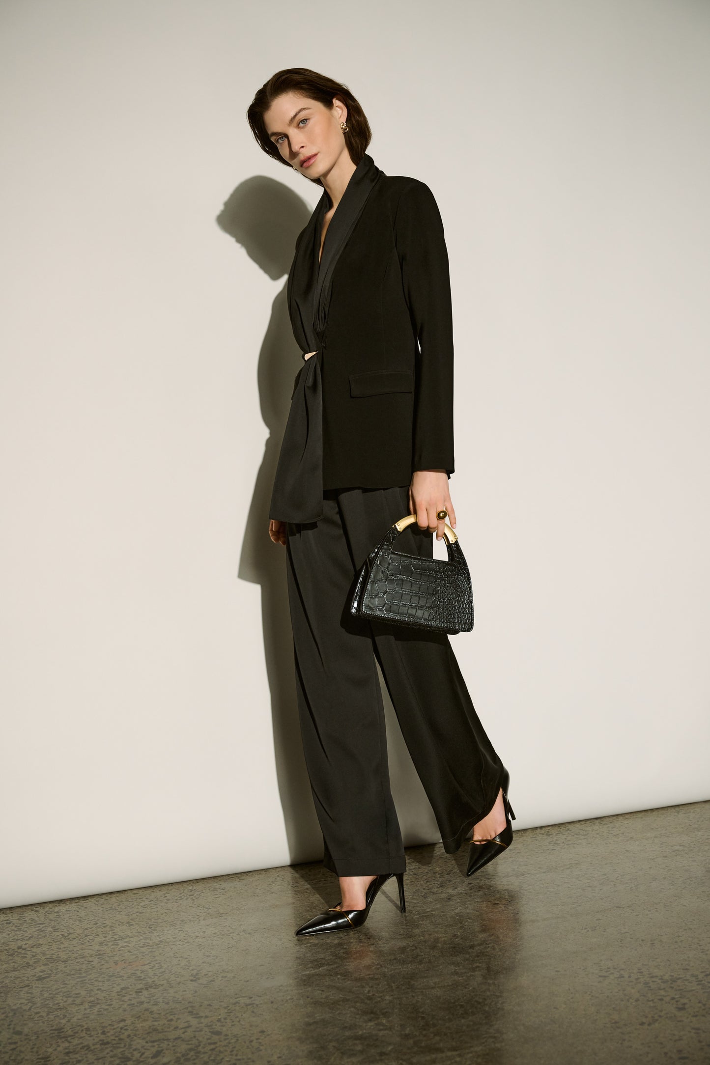 Joseph Ribkoff Satin Wide-Leg Pants Black