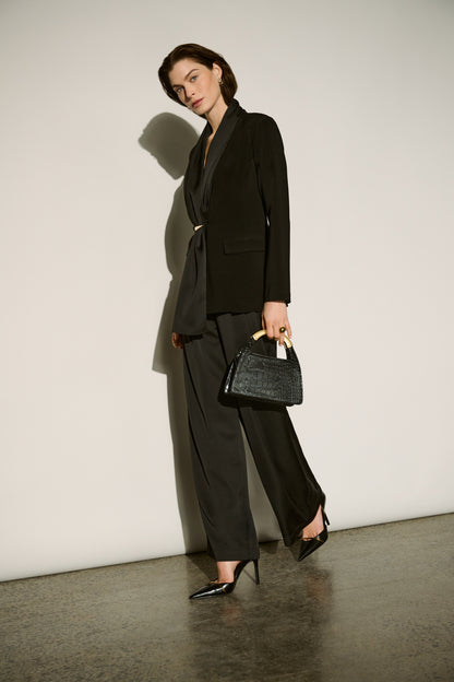 Joseph Ribkoff Satin Wide-Leg Pants Black